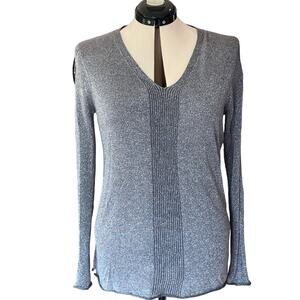 NYDJ Not Your Daughter's Jeans Long Sleeve Top Pewter Sparkle Size Petite Large